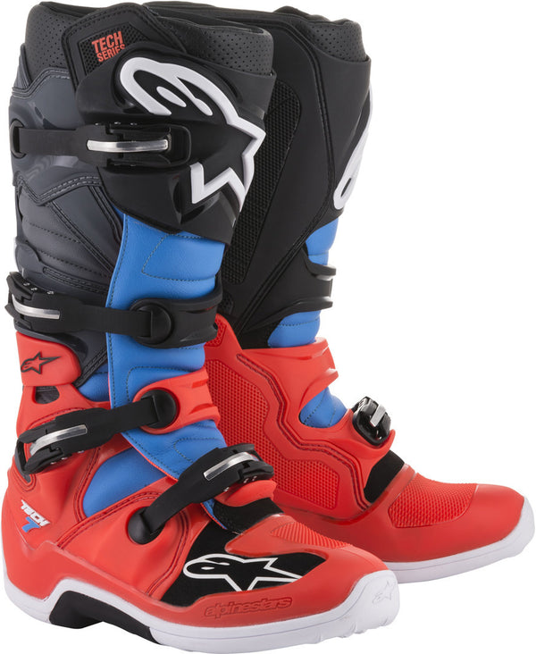 Alpinestars Tech 7 骑行靴 Tech 7 Motocross Boots Red/Black/Blue 红/灰/黑