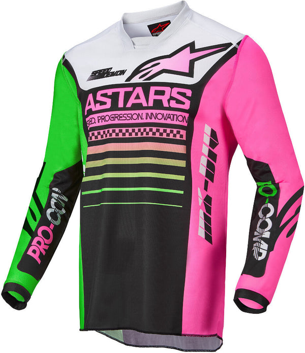 ALPINESTARS 骑行衣 Youth Racer Jersey Youth Black/Neon Green/Fluorescent Pink RACER