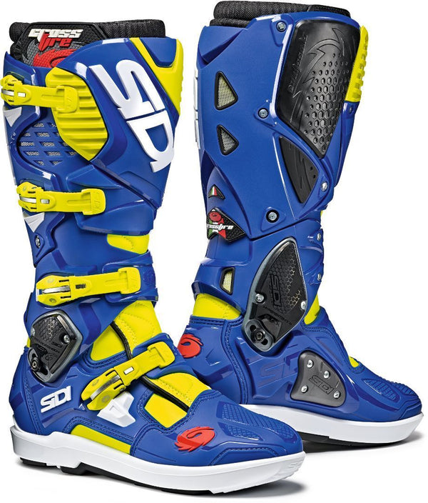 Sidi Crossfire 3 SRS Motocross Boots Yellow/Blue