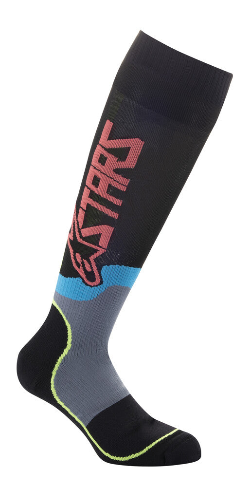 ALPINESTARS 骑行靴 Youth MX Plus-2 Socks Black/Fluorescent Yellow/Coral MX PLUS-2
