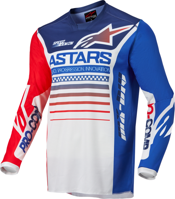 ALPINESTARS 骑行衣 Racer Jersey Off White/Fluorescent Red/Blue RACER